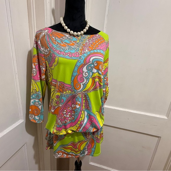 Trina Turk Vibrant Swirl Design Swim Cover Up / Dress - Picture 9 of 13